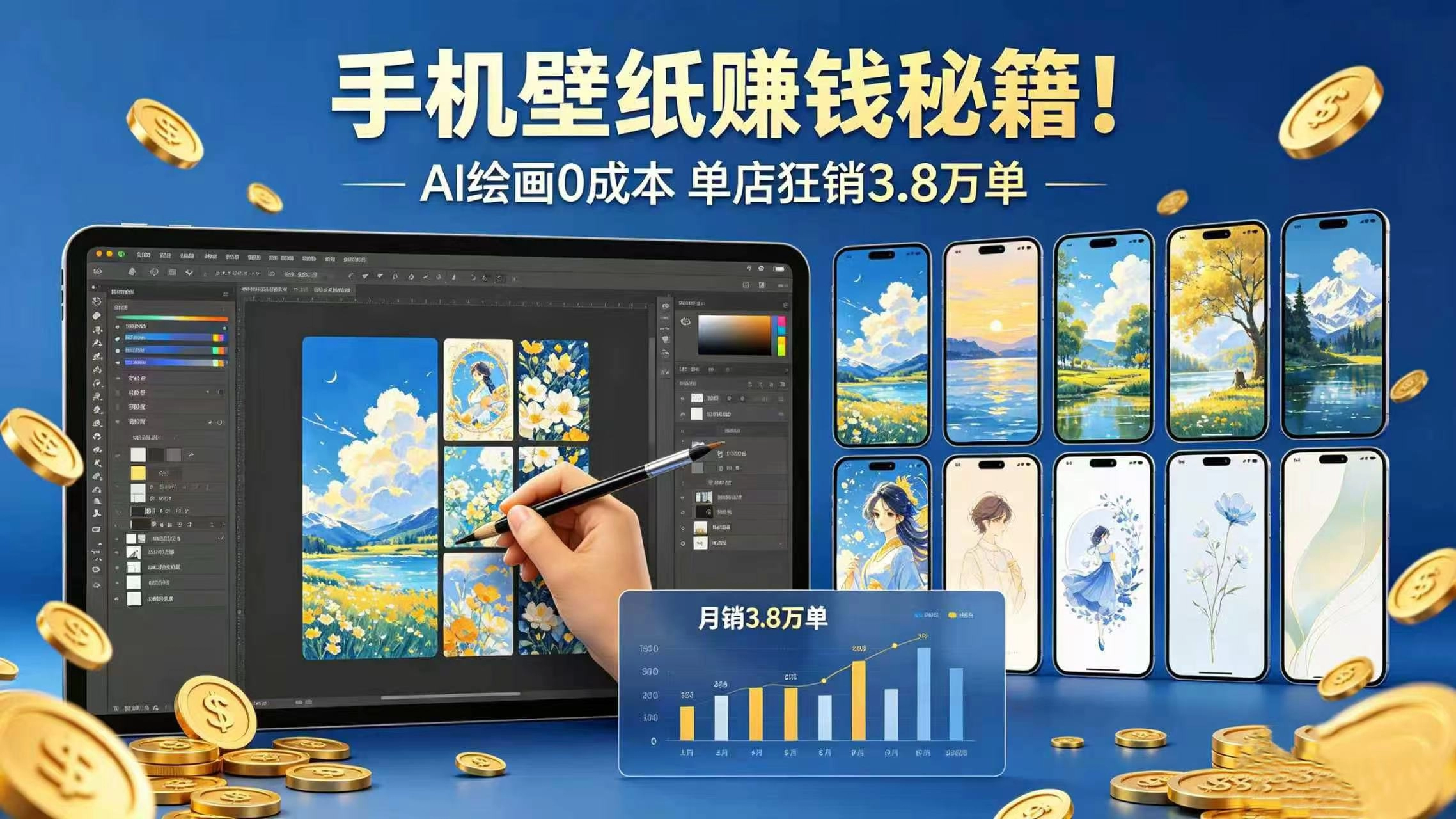 手机壁纸赚钱秘籍!AI 绘画 0 成本 单店狂销 3.8 万单 第1张 手机壁纸赚钱秘籍!AI 绘画 0 成本 单店狂销 3.8 万单 第1张