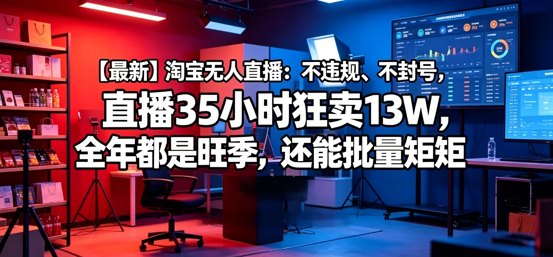 淘宝无人直播:不违规、不封号,直播35小时狂卖13W,全年都是旺季,还能批量矩阵操作 第1张 淘宝无人直播:不违规、不封号,直播35小时狂卖13W,全年都是旺季,还能批量矩阵操作 第1张